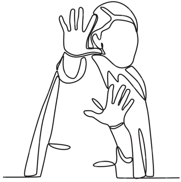 scared line art