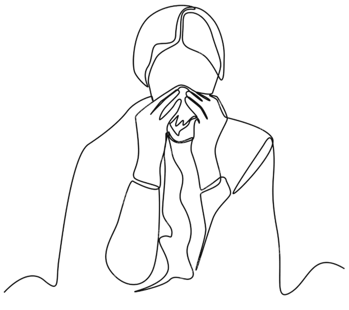 woman crying line art